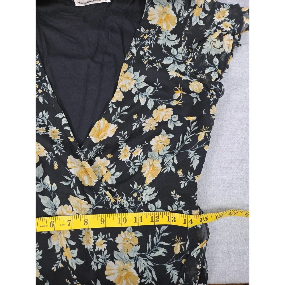 Abercrombie & Fitch M Black Floral High-Low Flare Maxi Dress Boho Whimsigoth Y2K